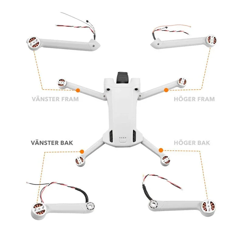 Motorarm till DJI Mini 3 Pro - Vänster Bak - Action King