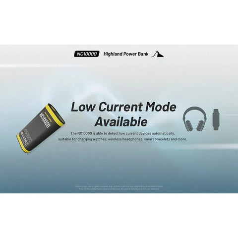 Nitecore NC10000 Highland Power bank - Portabelt batteri Dual LED - 10000mAh, 1xUSB-C, QC 3.0 / PD 20W, 5V, 3A