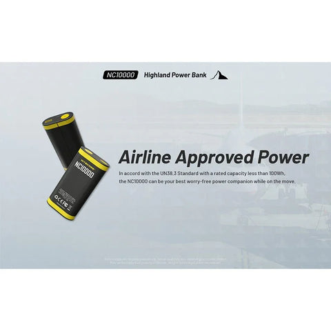 Nitecore NC10000 Highland Power bank - Portabelt batteri Dual LED - 10000mAh, 1xUSB-C, QC 3.0 / PD 20W, 5V, 3A