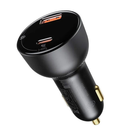Baseus Supreme Digital Display Car - Snabbladdare Bil PPS 100W - 2xUSB Typ A/C, Med Display - Svart