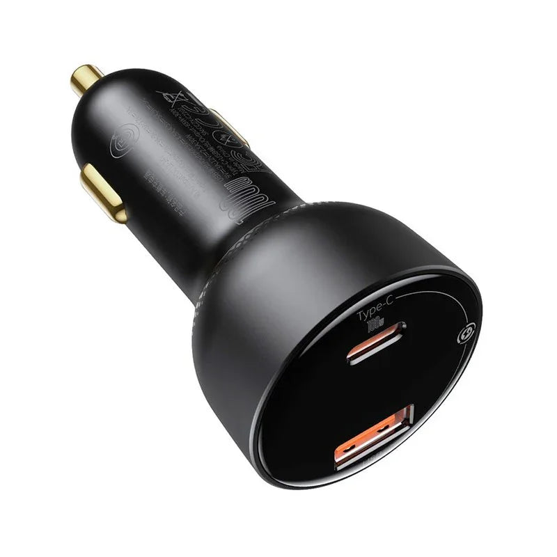 Baseus Supreme Digital Display Car - Snabbladdare Bil PPS 100W - 2xUSB Typ A/C, Med Display - Svart - Action King