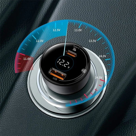 Baseus Supreme Digital Display Car - Snabbladdare Bil PPS 100W - 2xUSB Typ A/C, Med Display - Svart