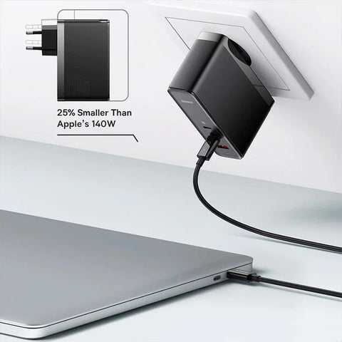 Baseus GaN5 Pro 140W Wall Charger - Väggladdare - Snabbladdare PD/QC/PPS - 110-240V till USB - 3xUSB Typ A/C - Svart