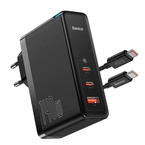 Baseus GaN5 Pro 140W Wall Charger - Väggladdare - Snabbladdare PD/QC/PPS - 110-240V till USB - 3xUSB Typ A/C - Svart