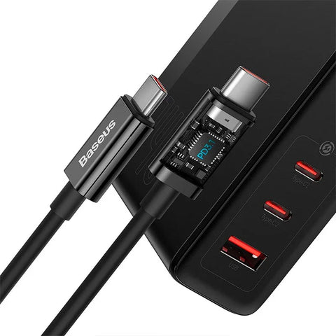 Baseus GaN5 Pro 140W Wall Charger - Väggladdare - Snabbladdare PD/QC/PPS - 110-240V till USB - 3xUSB Typ A/C - Svart