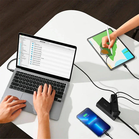 Baseus GaN5 Pro 140W Wall Charger - Väggladdare - Snabbladdare PD/QC/PPS - 110-240V till USB - 3xUSB Typ A/C - Svart