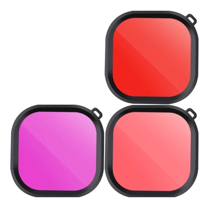 Pink Purple Red 3 Color Square Housing Diving Lens Filter Kits for GoPro HERO8 Black Original Waterproof Housing - Action King
