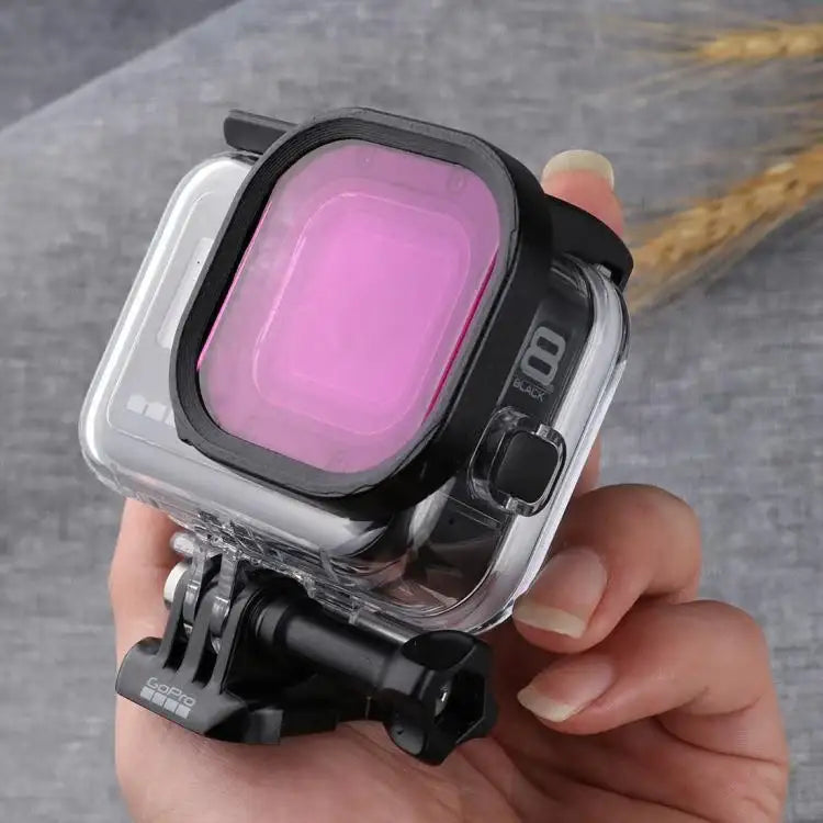 Pink Purple Red 3 Color Square Housing Diving Lens Filter Kits for GoPro HERO8 Black Original Waterproof Housing - Action King