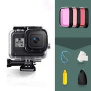 For GoPro HERO8 Black 45m Waterproof Housing Protective Case with Buckle Basic Mount & Screw & (Purple, Red, Pink) Filters & Floating Bobber Grip & Strap & Anti-Fog Inserts - Action King