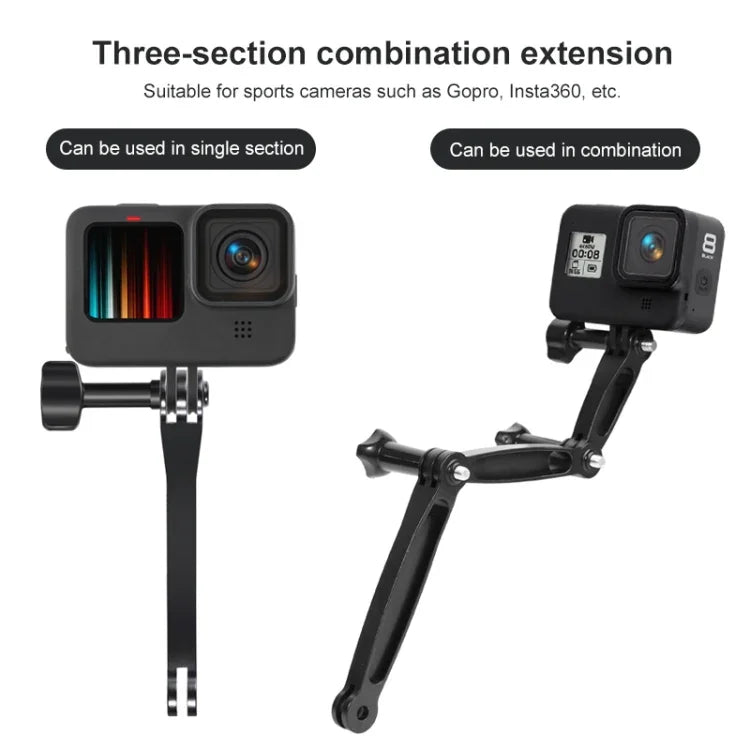 Joint Aluminum Extension Arm Grip Extenter for GoPro, Insta360, DJI and Other Action Cameras, Length: 8.8cm - Action King