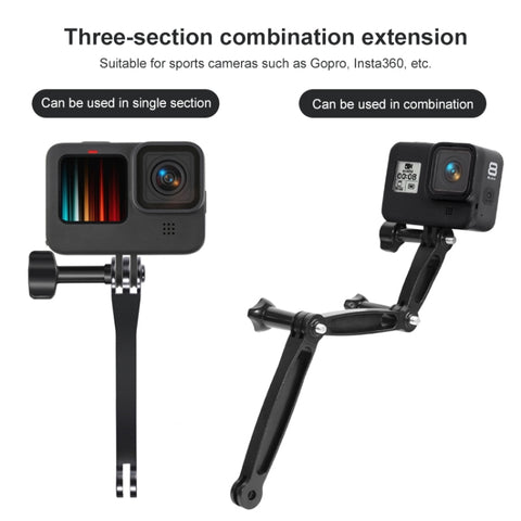 Joint Aluminum Extension Arm Grip Extenter for GoPro, Insta360, DJI and Other Action Cameras, Length: 8.8cm - Action King