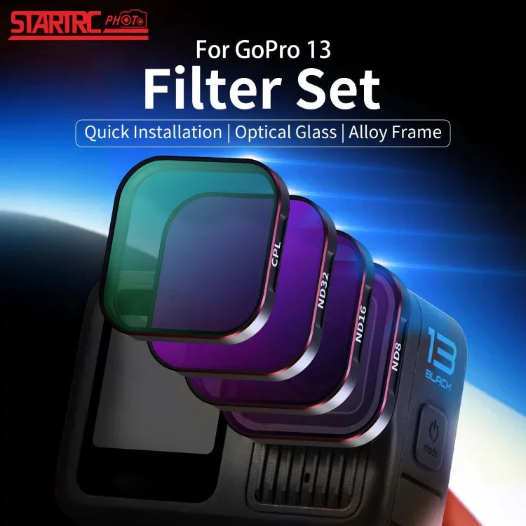 For GoPro HERO13 Black STARTRC Quick Release 4 in 1 ND8 ND16 ND32 CPL Lens Filter - Action King