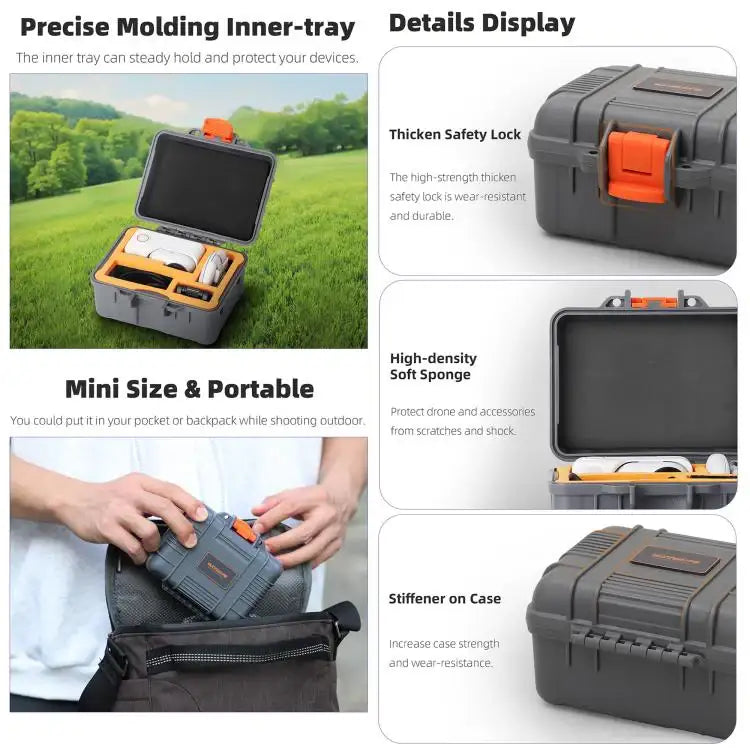 For Insta360 GO Ultra Sunnylife Mini Travel Box Waterproof Carrying Box Shock-proof Hard Shell - Action King