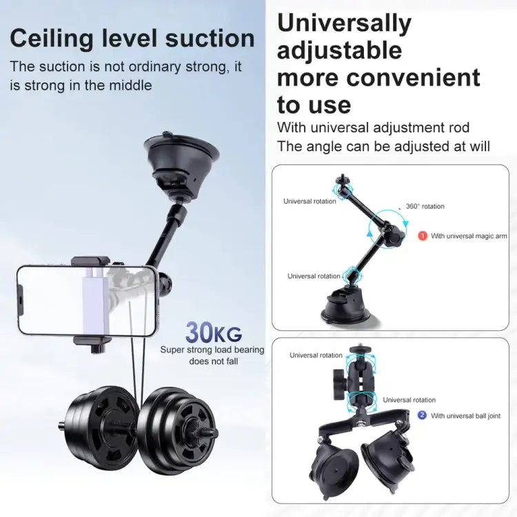Single Suction Cup Articulating Friction Magic Arm Camera Mount - Action King