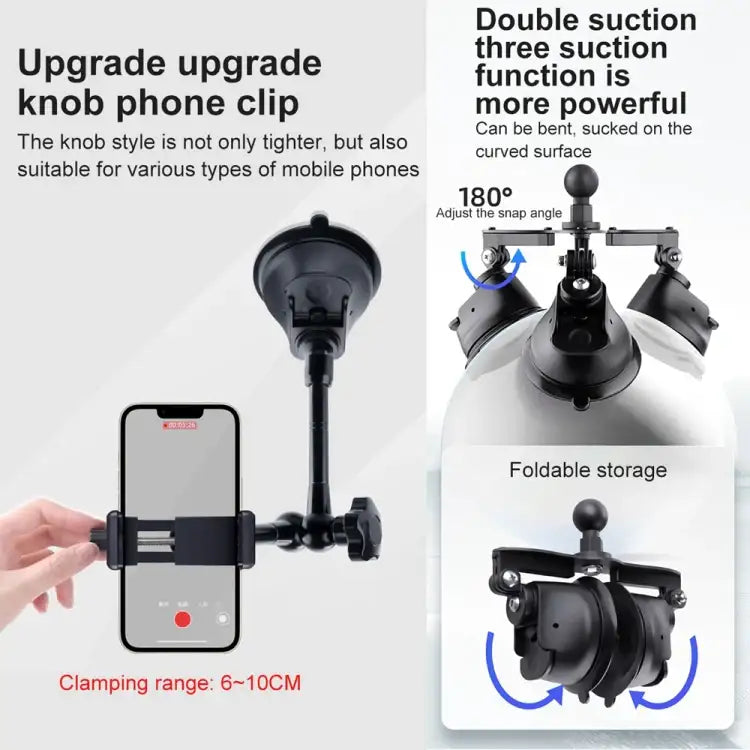 Single Suction Cup Articulating Friction Magic Arm Camera Mount - Action King