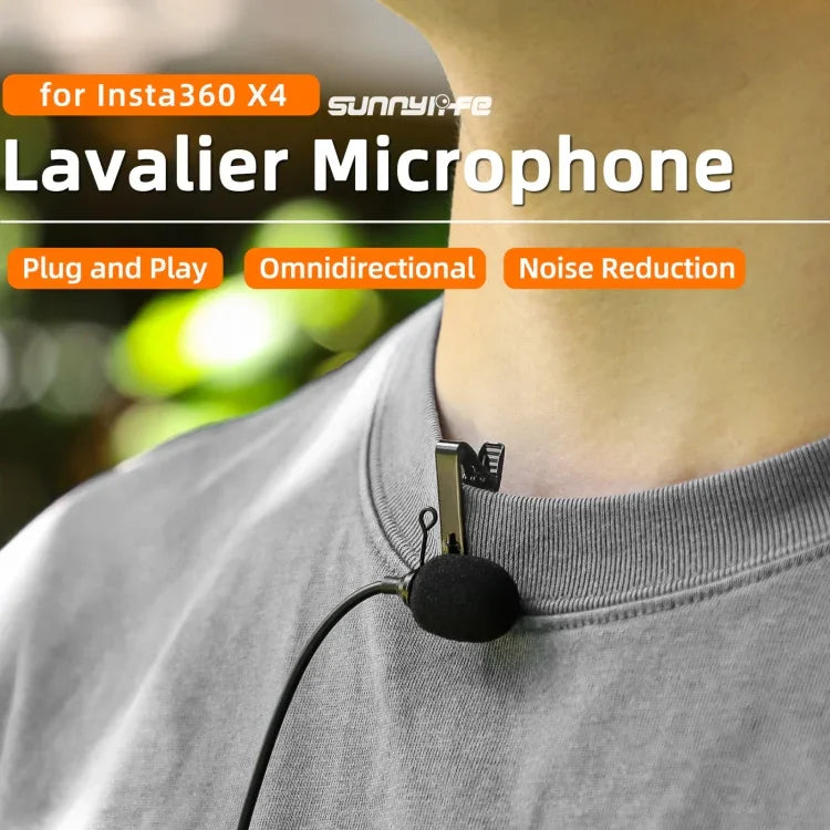 For Insta360 X4 Sunnylife Lavalier Clip Type-C Recording Microphone - Action King