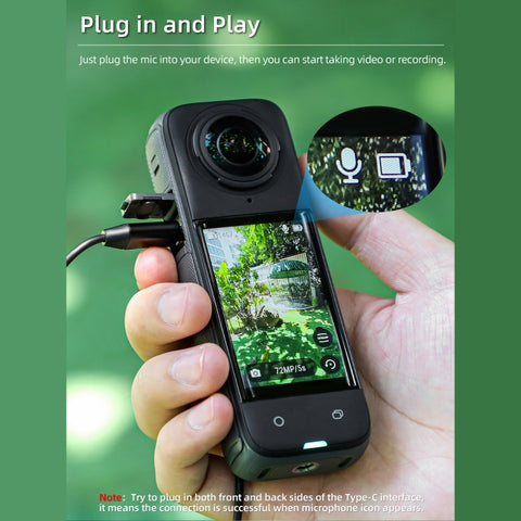 For Insta360 X4 Sunnylife Lavalier Clip Type-C Recording Microphone - Action King