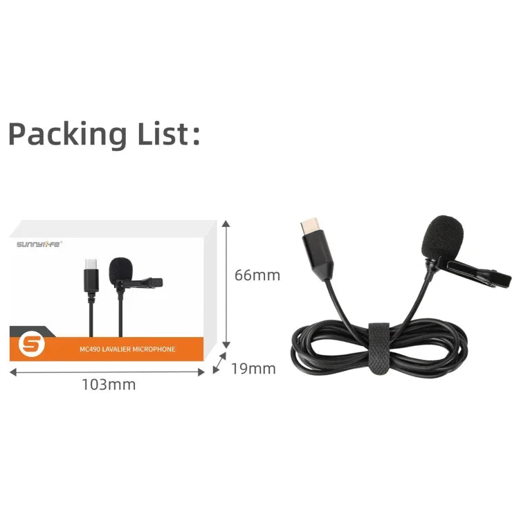 For Insta360 X4 Sunnylife Lavalier Clip Type-C Recording Microphone - Action King