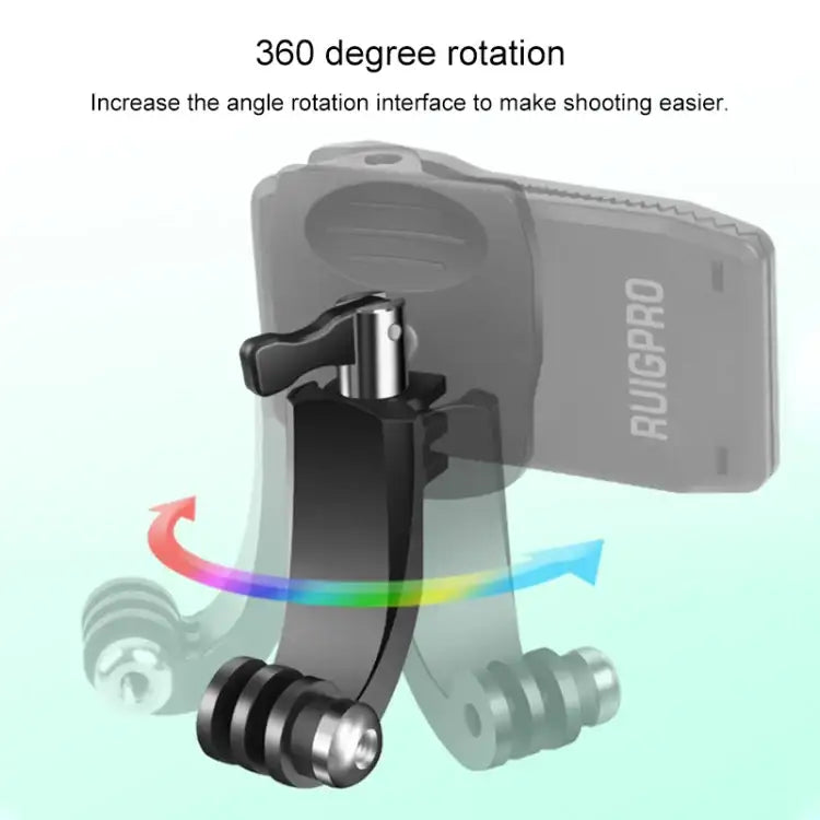 RUIGPRO 360 Degree Rotation J-Type Backpack Rec-Mounts Clip Clamp Mount with Screw for GoPro HERO9 Black / HERO8 Black /HERO7 /6 /5, DJI Osmo Action, Xiaoyi and Other Action Cameras - Action King