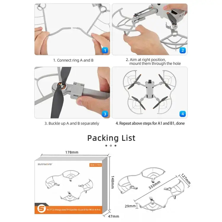 For DJI Mini 4 Pro Sunnylife N4P-KC712 Drone Propeller Protective Guard Anti-collision Ring - Action King