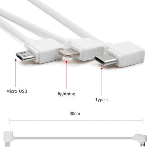 STARTRC 30cm Micro USB to Micro USB Converting Connector Data Cable for DJI Mavic Mini / Air, Shark Remote Controller - Action King