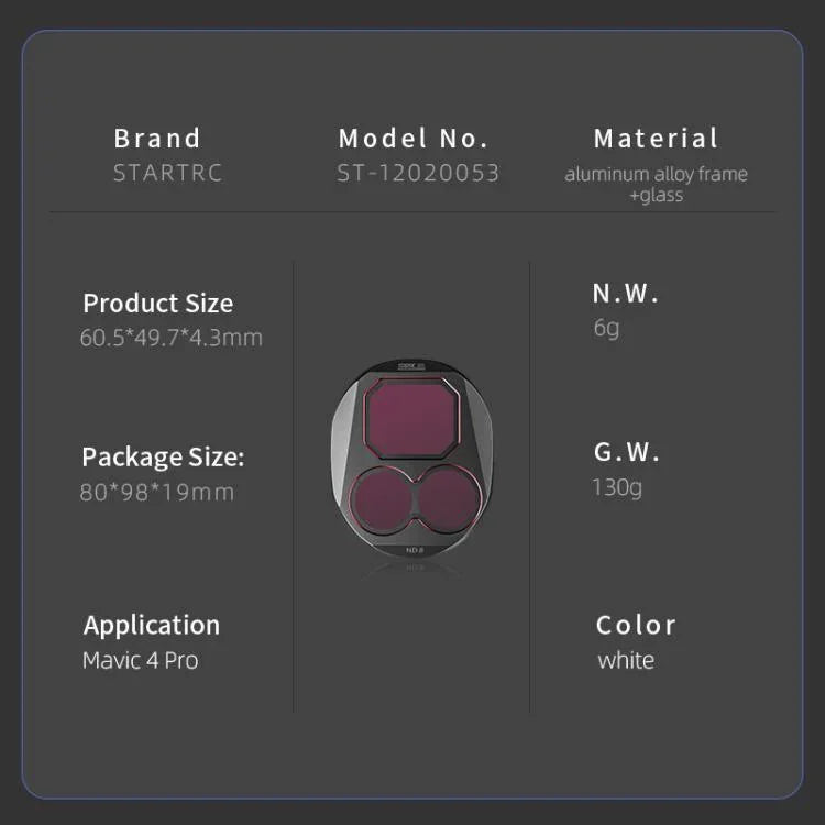 For DJI Mavic 4 Pro STARTRC 4 in 1 ND8 ND16 ND32 ND64 Lens Filter Kit - Action King
