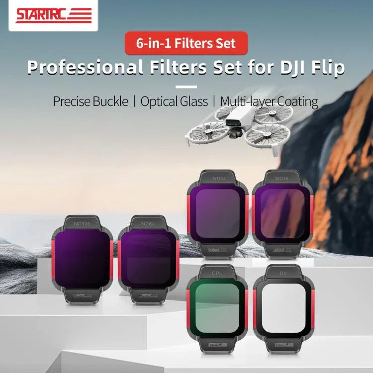 For DJI Flip STARTRC 6 in 1 ND16 ND32 ND64 ND128 CPL UV Lens Filter - Action King