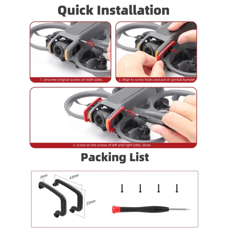 Gimbalskydd Bumper / Båge till DJI Avata 2 - Aluminium - Svart - Action King