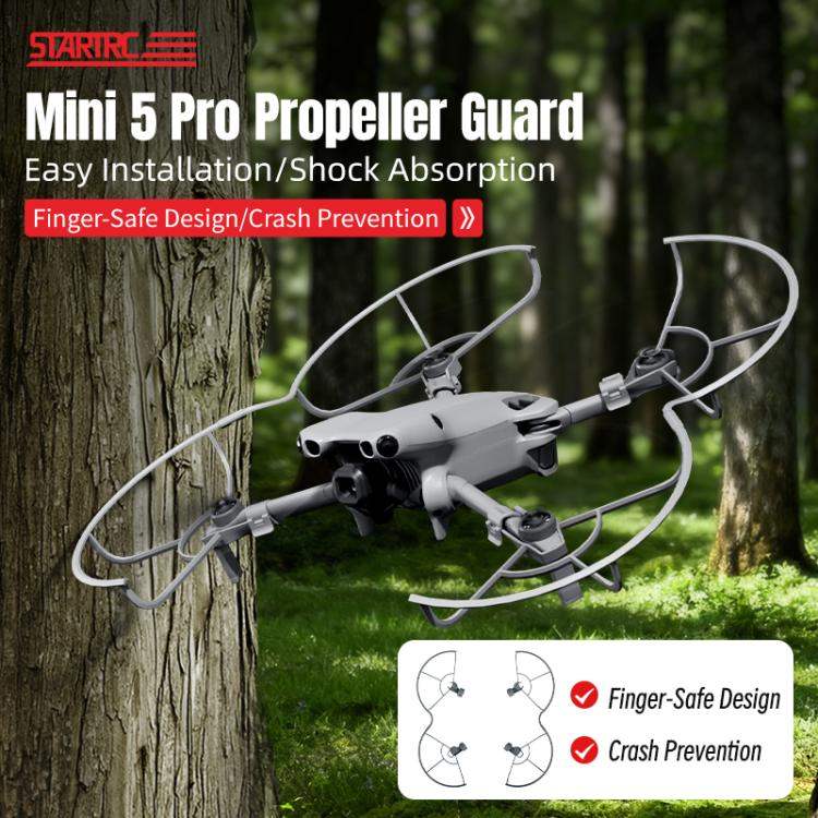 STARTRC DJI Mini 5 Pro Skyddsring vit - Förbättrar säkerhet och skydd för drönarens propellrar under flygning.