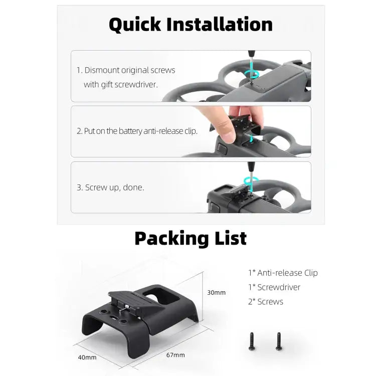 For DJI Avata 2 Sunnylife Battery Anti-release Buckle Clip Lock-up Anti-falling Battery Safety Lock Buckle Guard - Action King