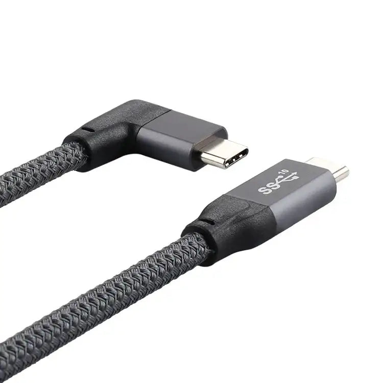 100W USB-C Fullfunktionskabel – 90° Vinklad USB-C till USB-C (E-Mark, 0.5m / 1m / 1.5m)