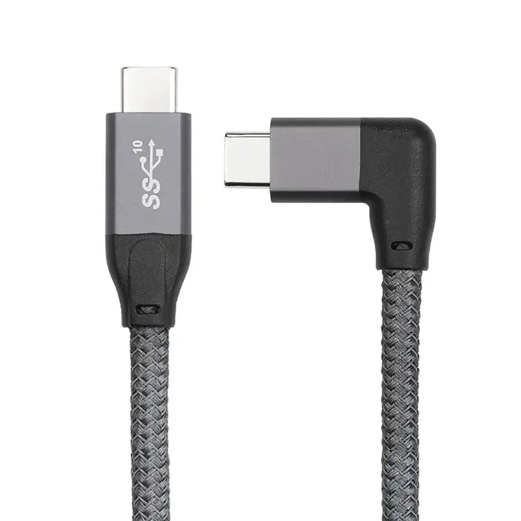100W USB-C Fullfunktionskabel – 90° Vinklad USB-C till USB-C (E-Mark, 0.5m / 1m / 1.5m)