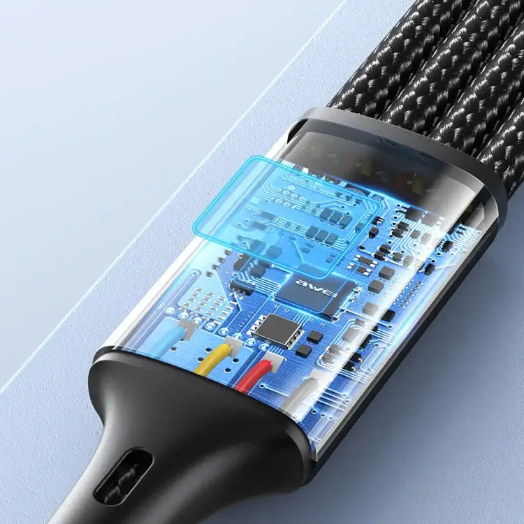 Awei CL-129 – 4-i-1 multiopladerkabel (USB → USB-C / Lightning / Micro-USB) – 1,5 m