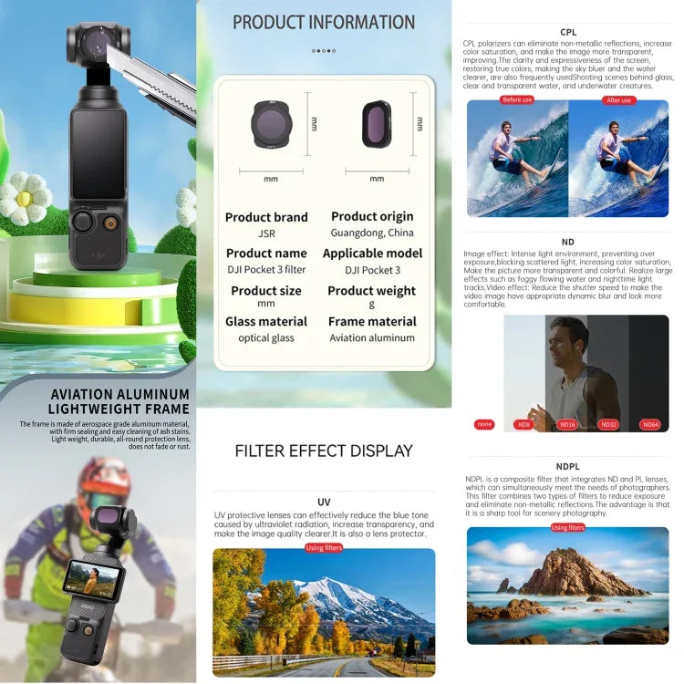 For DJI OSMO Pocket 3 JSR ZB Series Camera Lens Filter - Action King