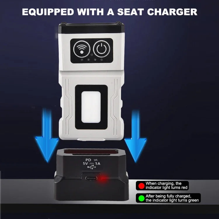 Multifunktionell roterande arbetslampa med sensor och magnetisk docka