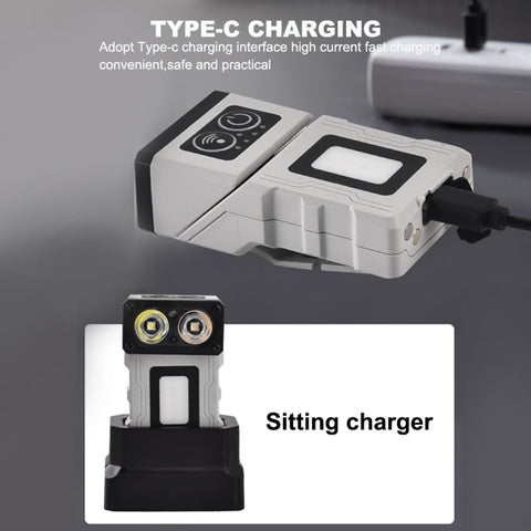 Multifunktionell roterande arbetslampa med sensor och magnetisk docka