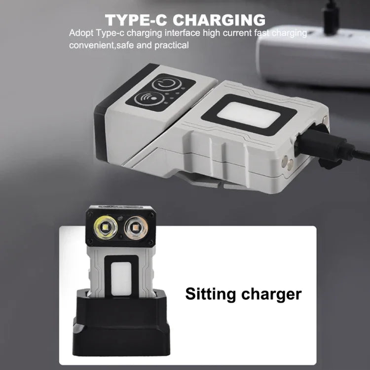 Multifunktionell roterande arbetslampa med sensor och magnetisk docka