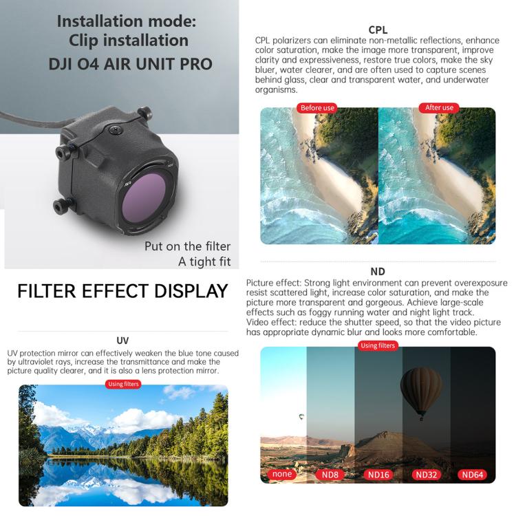Linsfilter för DJI O4 Air Unit Pro / Avata 2