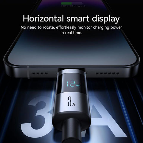 JOYROOM S-A16 Pro Prism Series 3A USB till 8-Pin (Lightning) Snabbladdningskabel med digital display – 1,2m