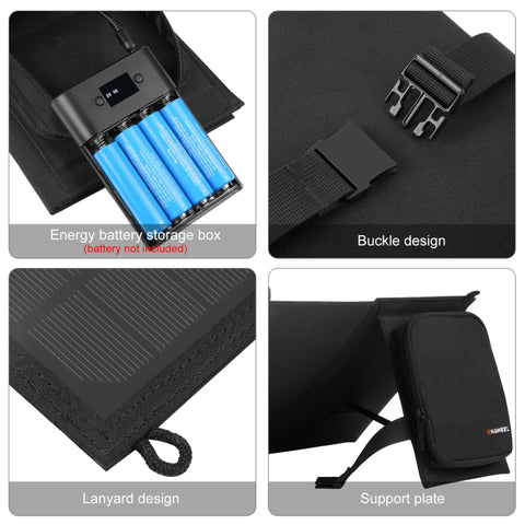 HAWEEL 12W Vikbar Solpanel med Dual USB & Type-C