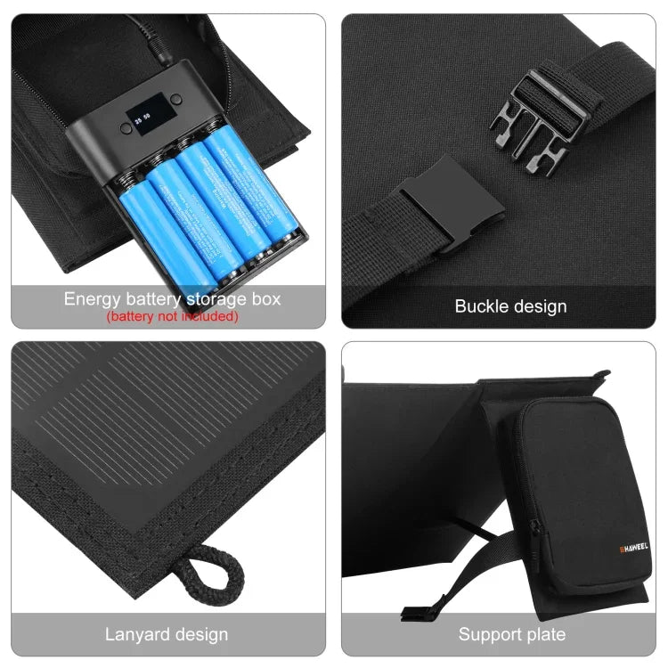 Portabel Solpanel 12W – Lätt, Vikbar & Effektiv Snabbladdning med USB & Type-C