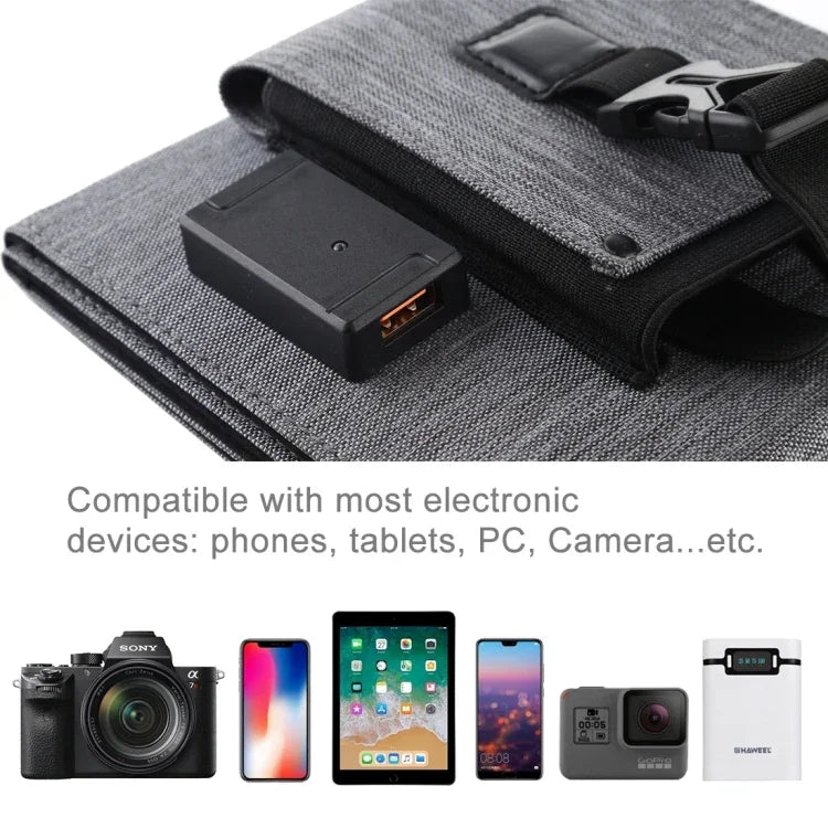 HAWEEL 14W Ultrathin Foldable Solar Panel Charger with 5V / 2.2A USB Port, Support QC3.0 and AFC