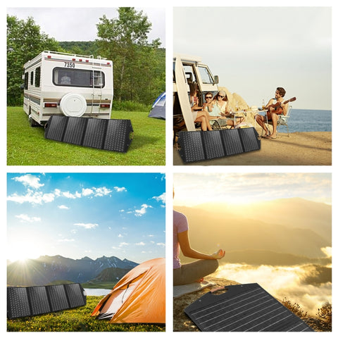 HAWEEL 100W Vikbar Solpanel med USB, Type-C & DC