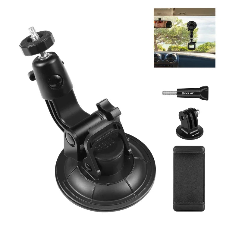 PULUZ Car Suction Cup Mount with Phone Clamp / Screw / Tripod Adapter - Action King