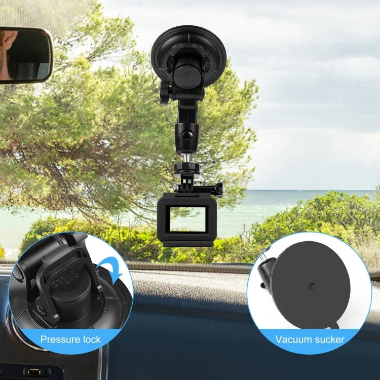 PULUZ Car Suction Cup Mount with Phone Clamp / Screw / Tripod Adapter - Action King