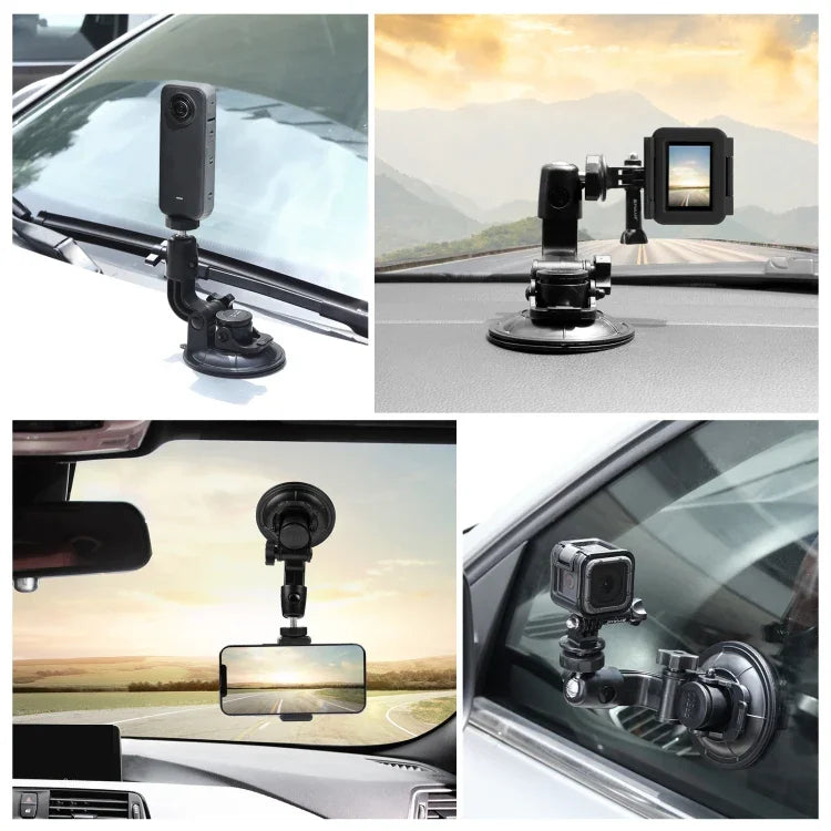 PULUZ Car Suction Cup Mount with Phone Clamp / Screw / Tripod Adapter - Action King