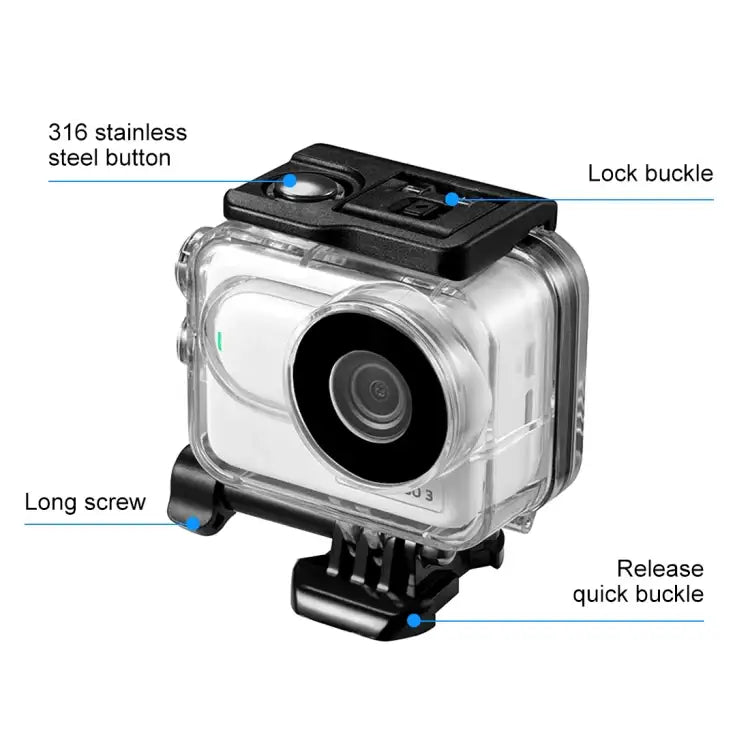 For Insta360 GO 3 PULUZ 60m Underwater Waterproof Housing Case with Base Adapter & Screw - Action King