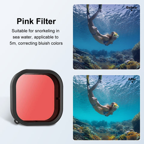 PULUZ Square Housing Diving Color Lens Filter For GoPro HERO13 Black /12 Black /11 Black /10 Black /9 Black, Only for PU527 Diving Case - Action King
