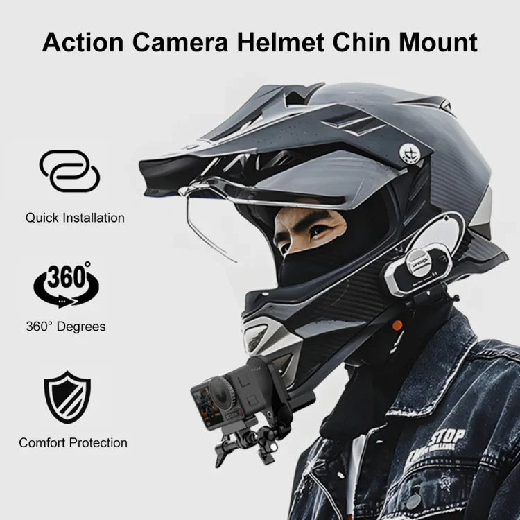 PULUZ Motorcycle Helmet Chin Clamp Mount for GoPro and Other Action Cameras - Action King