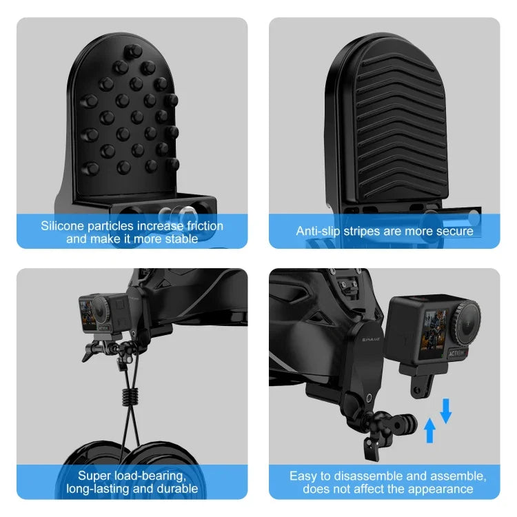 PULUZ Motorcycle Helmet Chin Clamp Mount for GoPro and Other Action Cameras - Action King